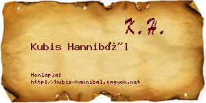Kubis Hannibál névjegykártya